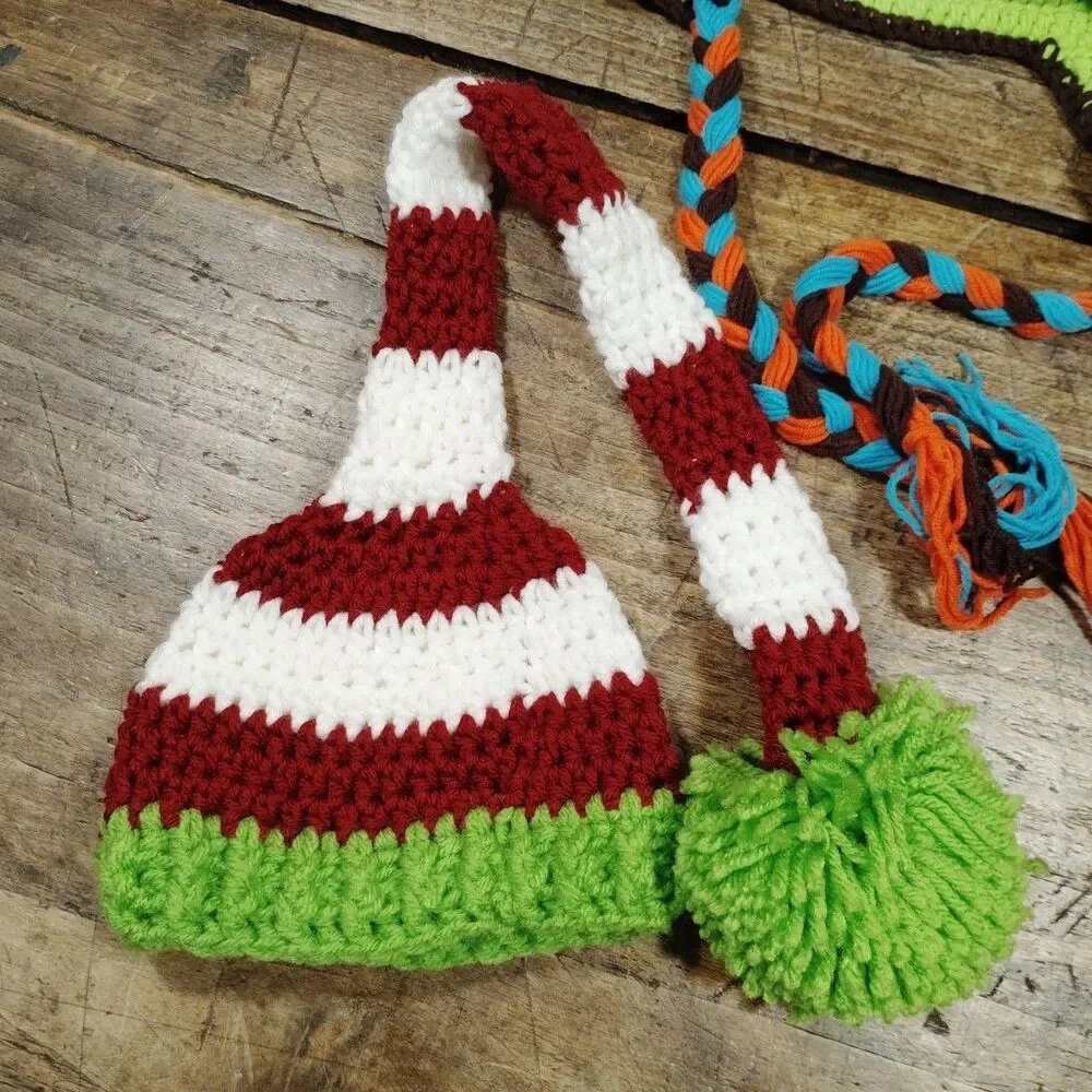 Baby Hand Knit Hat Handmade Crochet Cap Long Tail Christmas Apple Owl Lot New